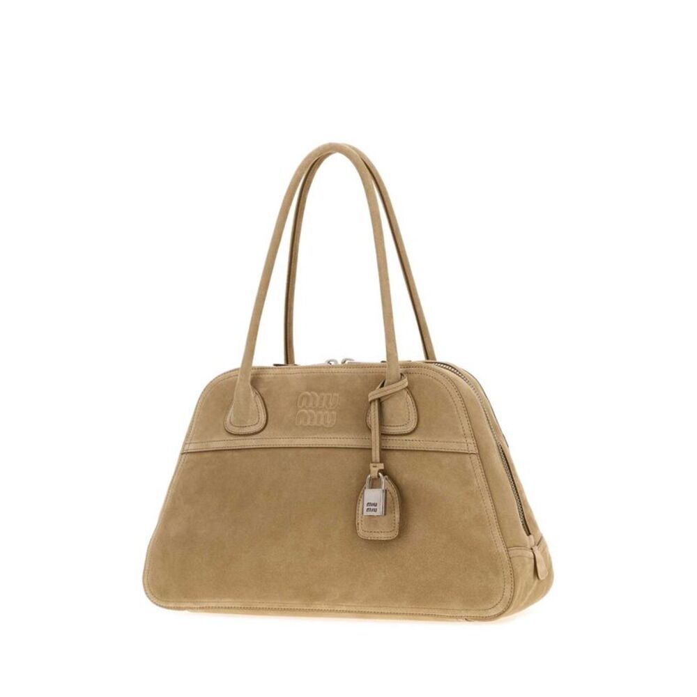 Miu Miu Women Beige Suede Vivant Shopping Bag - Picture 2 of 2